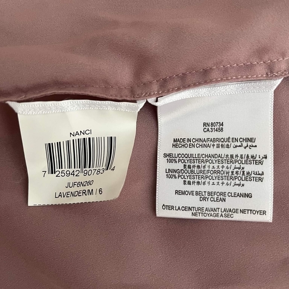 BCBGMAXAZRIA Nanci lavender dress with ruffled neckline size 6 color Blush - Picture 5 of 7